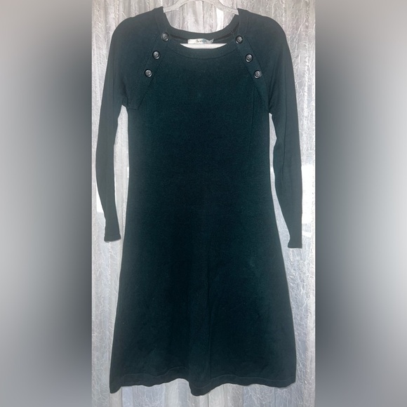 Boden teal Camille button shoulder detail knit sweater dress size 4R - Picture 2 of 5